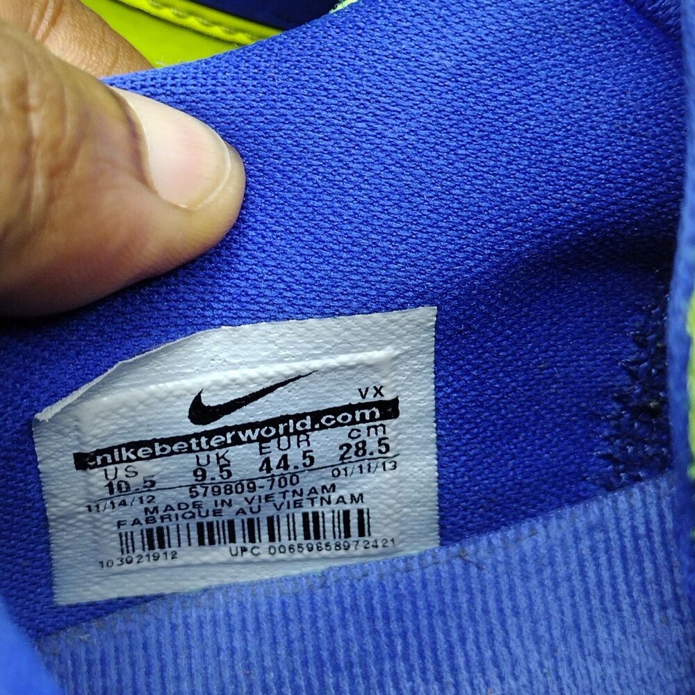 Nike Free Trainer 5.0 Sneakers Mens Size 10.5 Blue Green Neon 579809-700 - Picture 8 of 8